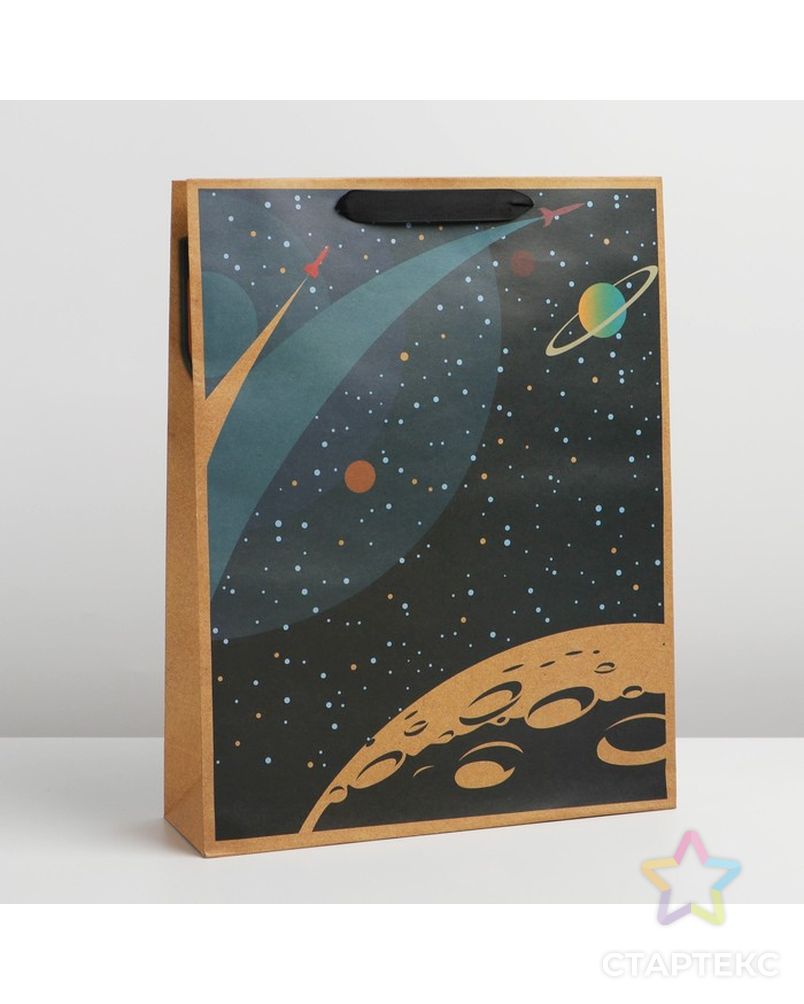 Пакет крафтовый горизонтальный «Космос», L 31 × 40 × 11,5 см арт. СМЛ-230469-1-СМЛ0007303793 1