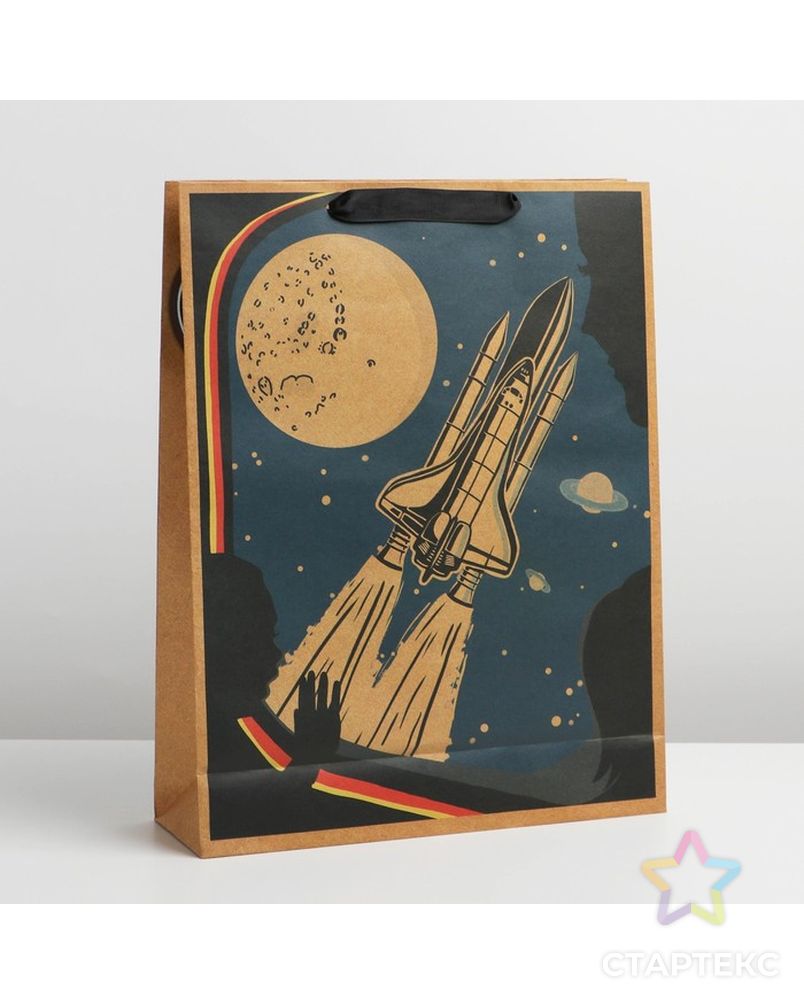 Пакет крафтовый горизонтальный «Космос», L 31 × 40 × 11,5 см арт. СМЛ-230469-1-СМЛ0007303793 2
