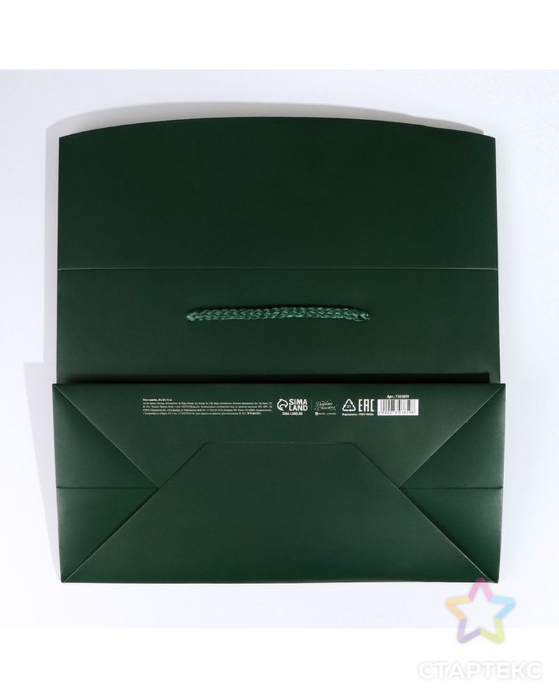 Пакет—коробка «Изумрудный», 28 × 20 × 13 см арт. СМЛ-223301-1-СМЛ0007303859 5