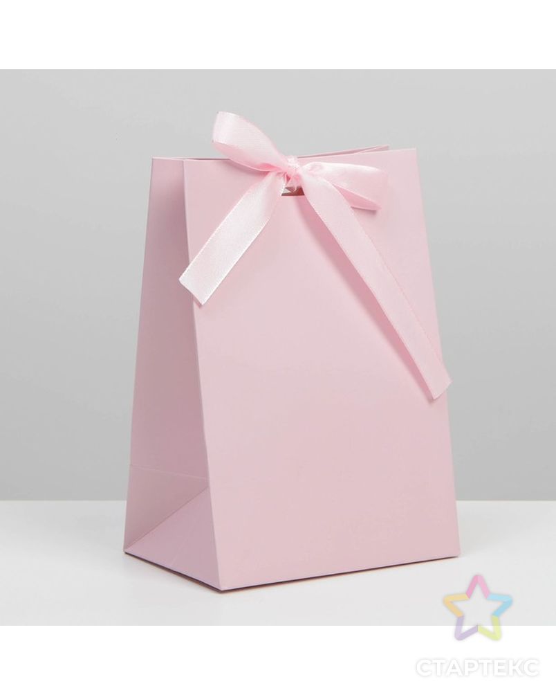 Пакет подарочный с лентой «Розовый», 13 × 19 × 9 см арт. СМЛ-225190-1-СМЛ0007303867 1
