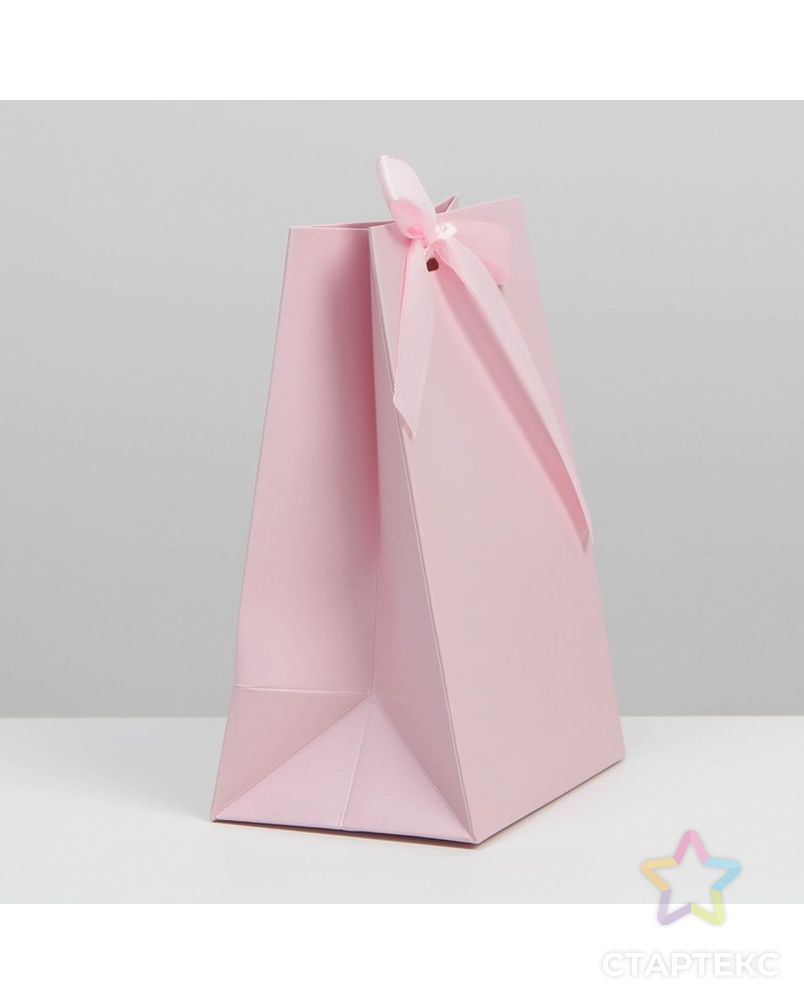 Пакет подарочный с лентой «Розовый», 13 × 19 × 9 см арт. СМЛ-225190-1-СМЛ0007303867 2