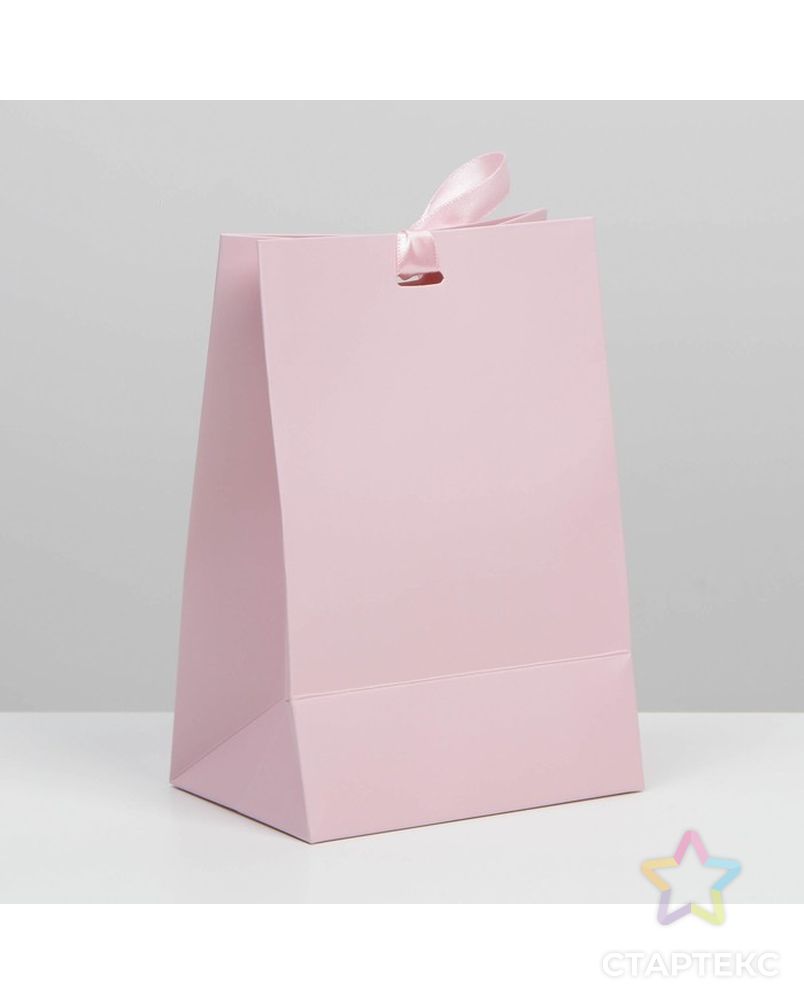 Пакет подарочный с лентой «Розовый», 13 × 19 × 9 см арт. СМЛ-225190-1-СМЛ0007303867 3