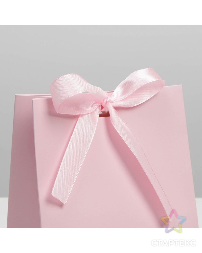 Пакет подарочный с лентой «Розовый», 13 × 19 × 9 см арт. СМЛ-225190-1-СМЛ0007303867 4