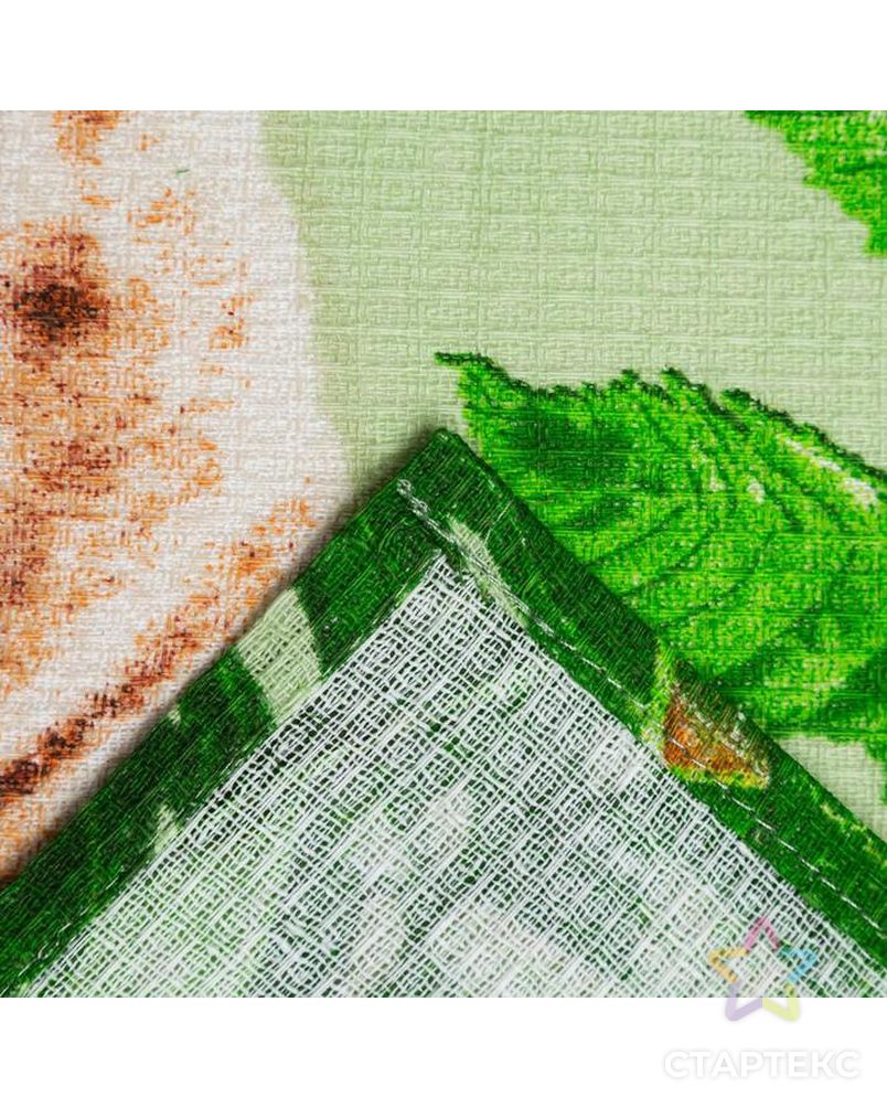 Полотенце вафельное Тигры рис.1 45х60 см, зелёный, хлопок 100%, 160г/м2 арт. СМЛ-171412-1-СМЛ0007305937 3