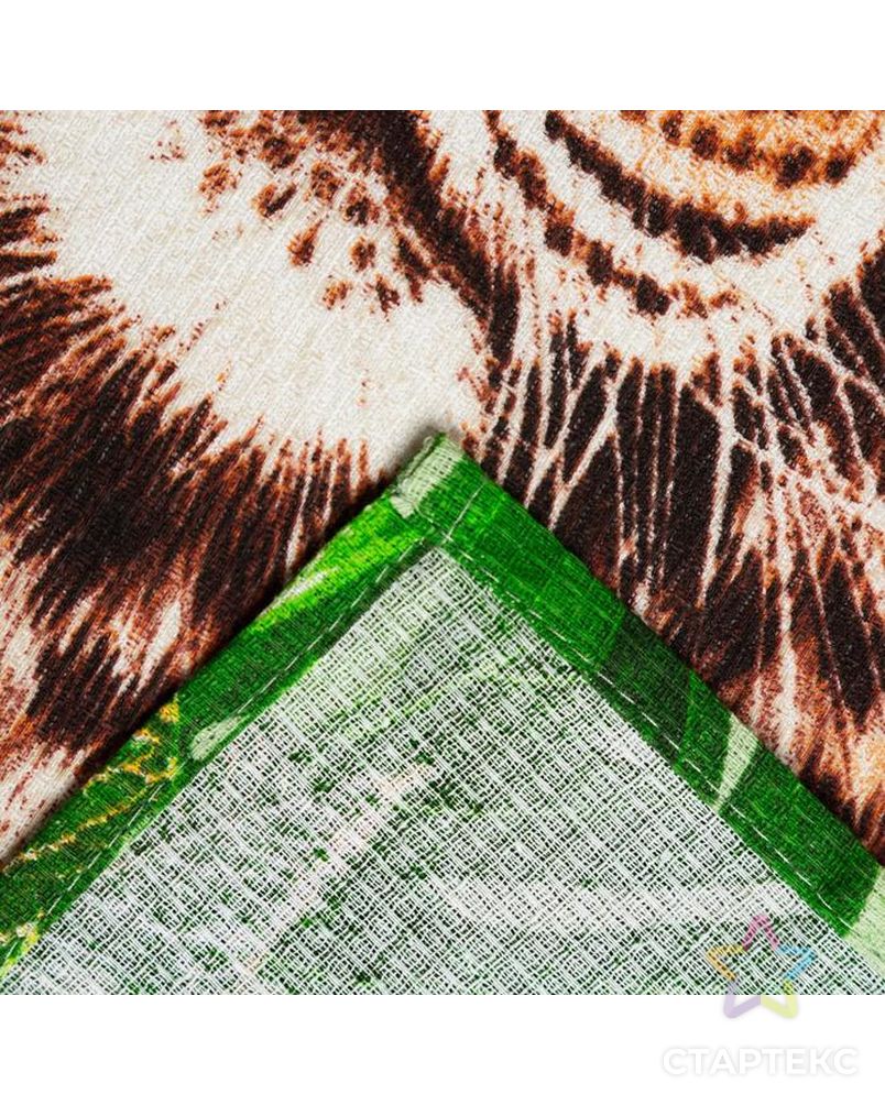 Полотенце вафельное Тигры рис.2 45х60 см, зелёный, хлопок 100%, 160г/м2 арт. СМЛ-171413-1-СМЛ0007305938 3
