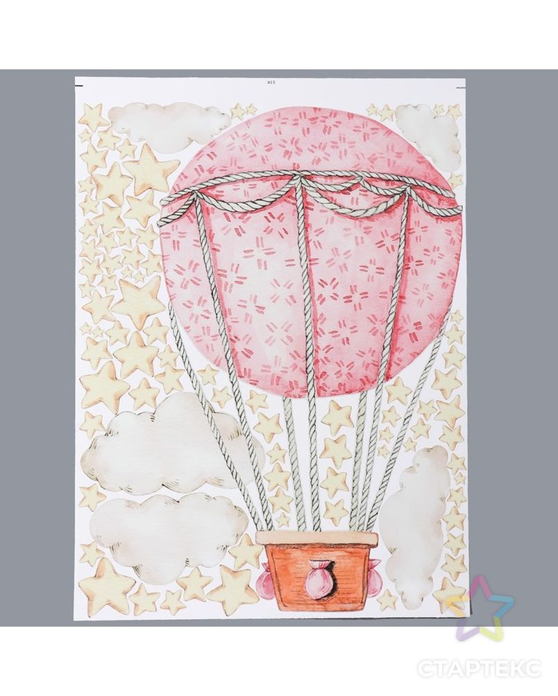 Интерьерные наклейки "Воздушный шар и звёзды" 37х50 см розовый арт. СМЛ-210525-1-СМЛ0007313646 3