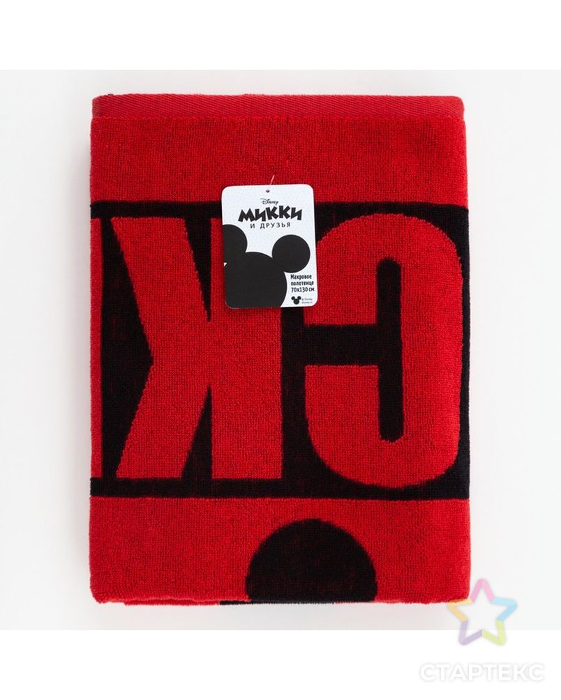 Полотенце махровое Mickey "Микки Маус", красный, 70х130 см, 100% хлопок, 420гр/м2 арт. СМЛ-202904-1-СМЛ0007313842