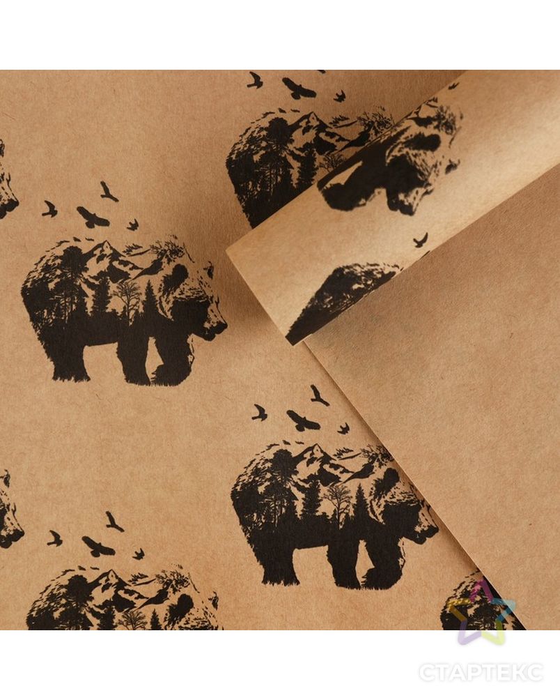 Бумага упаковочная крафтовая Bear , 70 × 100 см арт. СМЛ-200752-1-СМЛ0007315878 3