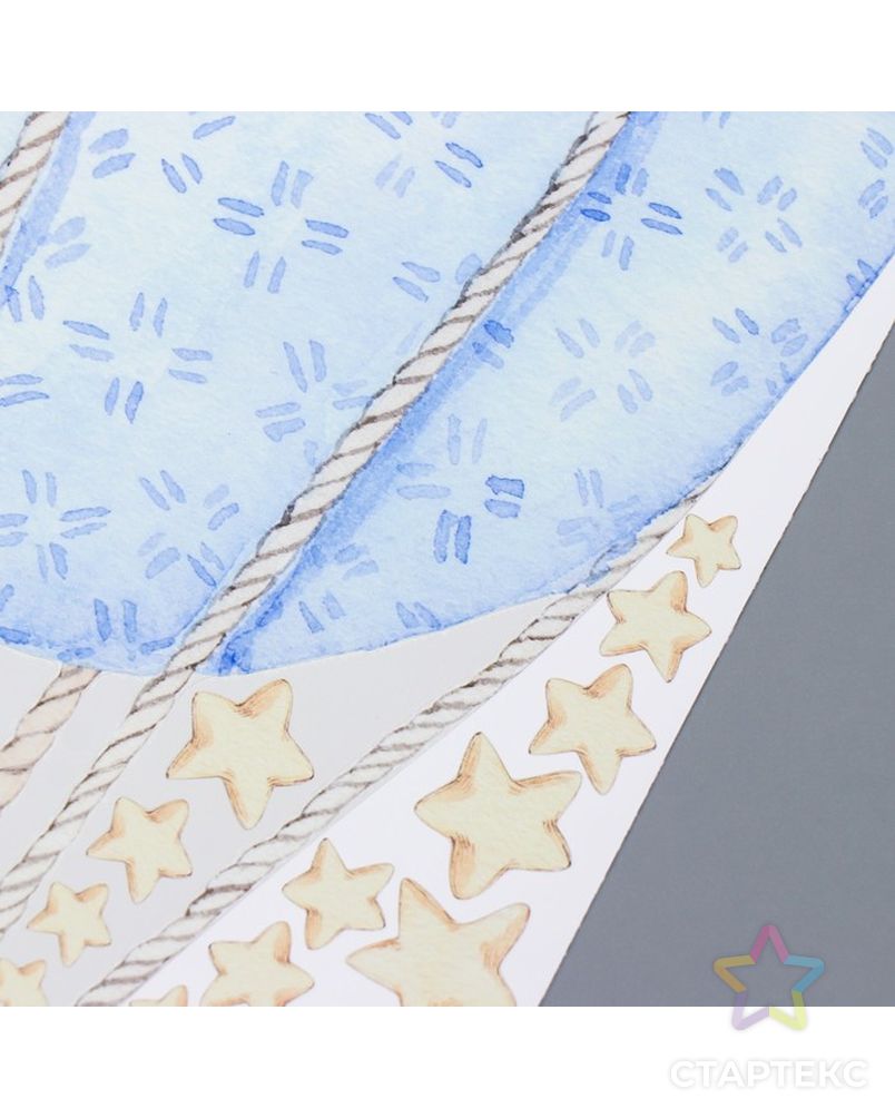 Интерьерные наклейки "Воздушный шар и звезды" 37х50 см голубые арт. СМЛ-210589-1-СМЛ0007320996 4