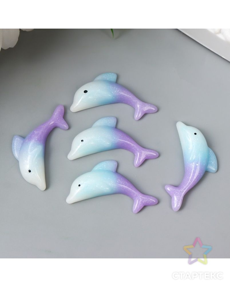 Декор для творчества пластик "Дельфин голубо-сиреневый" блеск 3,2х1,3 см арт. СМЛ-201312-1-СМЛ0007322344 3