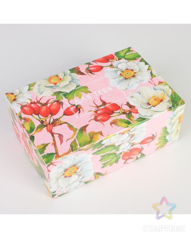 Коробка сборная «Цветы», 18 × 12 × 8 см арт. СМЛ-201774-1-СМЛ0007323078 1