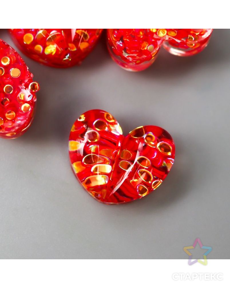 Декор для творчества пластик "Сердечко рыжее" кристалл 1,2х1,1 см арт. СМЛ-201316-1-СМЛ0007330685 1