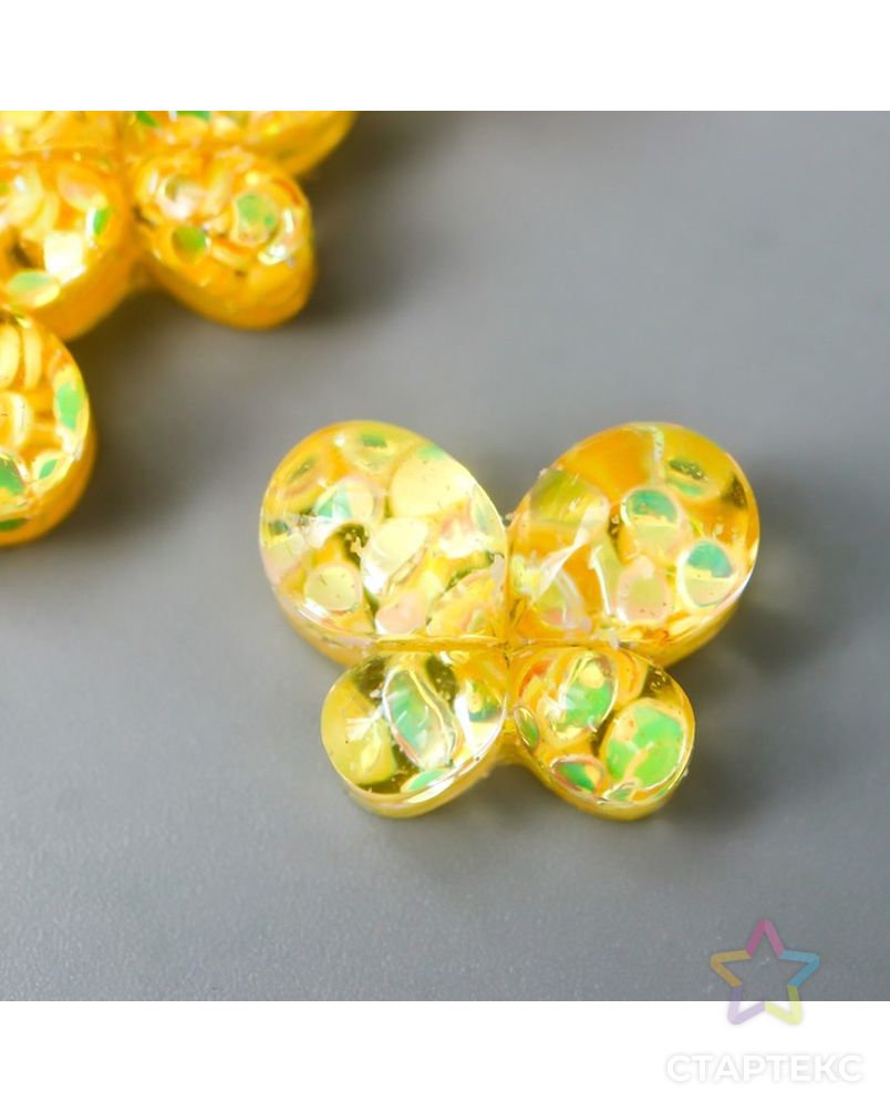 Декор для творчества пластик "Бабочка жёлтая" кристалл 1,4х1,1 см арт. СМЛ-201323-1-СМЛ0007330692