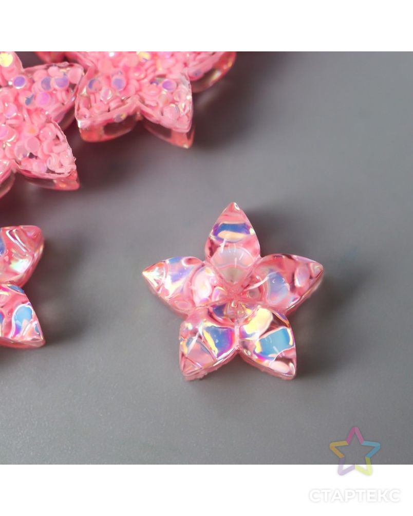 Декор для творчества пластик "Цветок-пятилистник нежно-розовый" кристалл 1,4х1,4 см арт. СМЛ-201333-1-СМЛ0007330702 1
