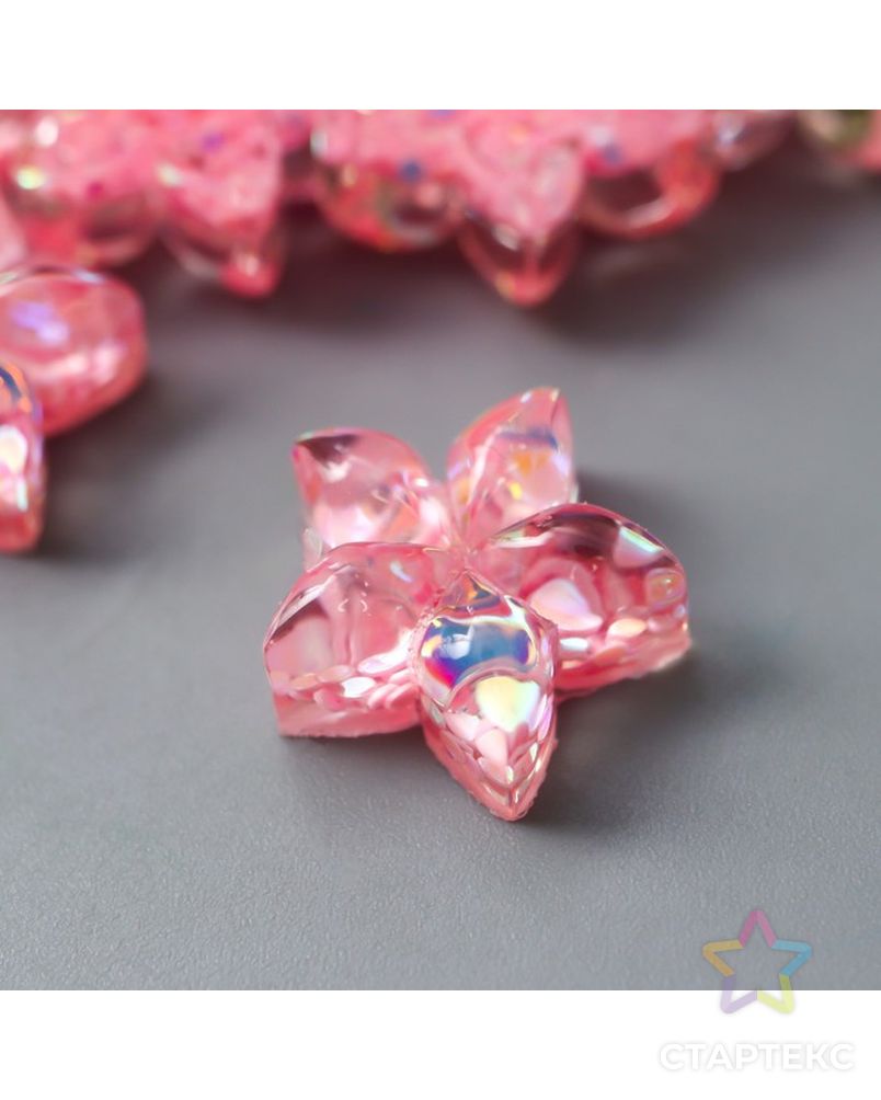 Декор для творчества пластик "Цветок-пятилистник нежно-розовый" кристалл 1,4х1,4 см арт. СМЛ-201333-1-СМЛ0007330702 2