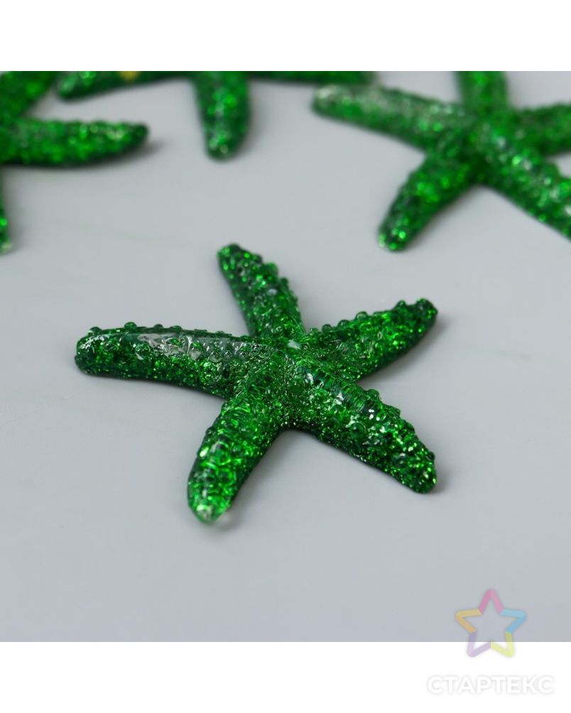 Декор для творчества пластик "Зелёная морская звезда" слюда 4х4 см арт. СМЛ-201334-1-СМЛ0007330703 2