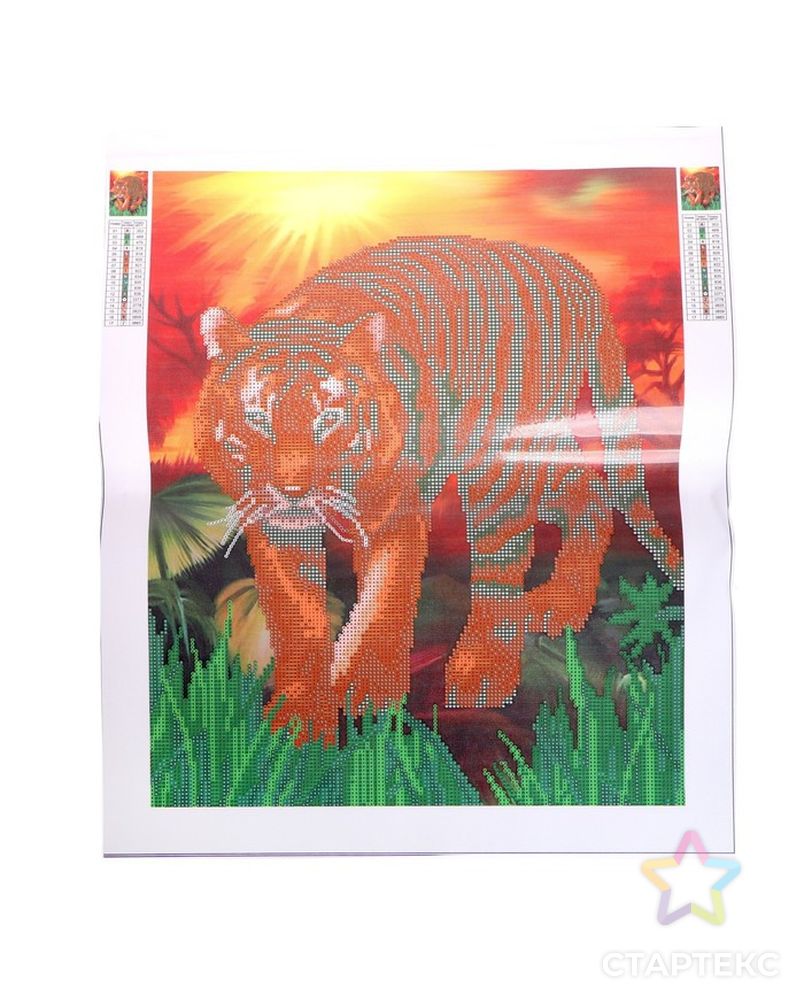 Алмазная мозаика с частичным заполнением «Тигр на закате» без рамы 40х50 см арт. СМЛ-220931-1-СМЛ0007333068 3