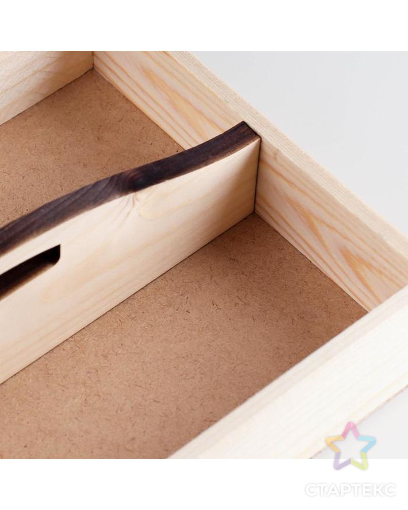 Кашпо деревянное с фигурной ручкой 27,5х20х5 см, цвет натуральный арт. СМЛ-184383-1-СМЛ0007333161 3