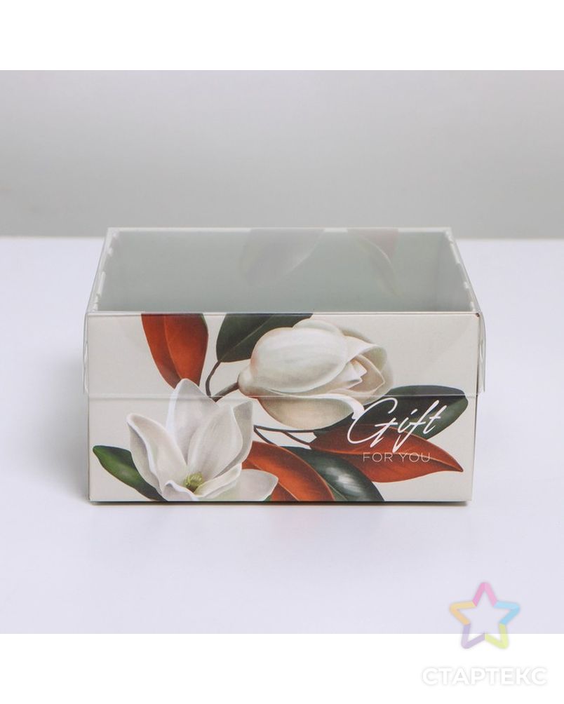 Коробка для кондитерских изделий с PVC крышкой «Цветы», 12 х 6 х 11,5 см арт. СМЛ-199757-1-СМЛ0007333913 2