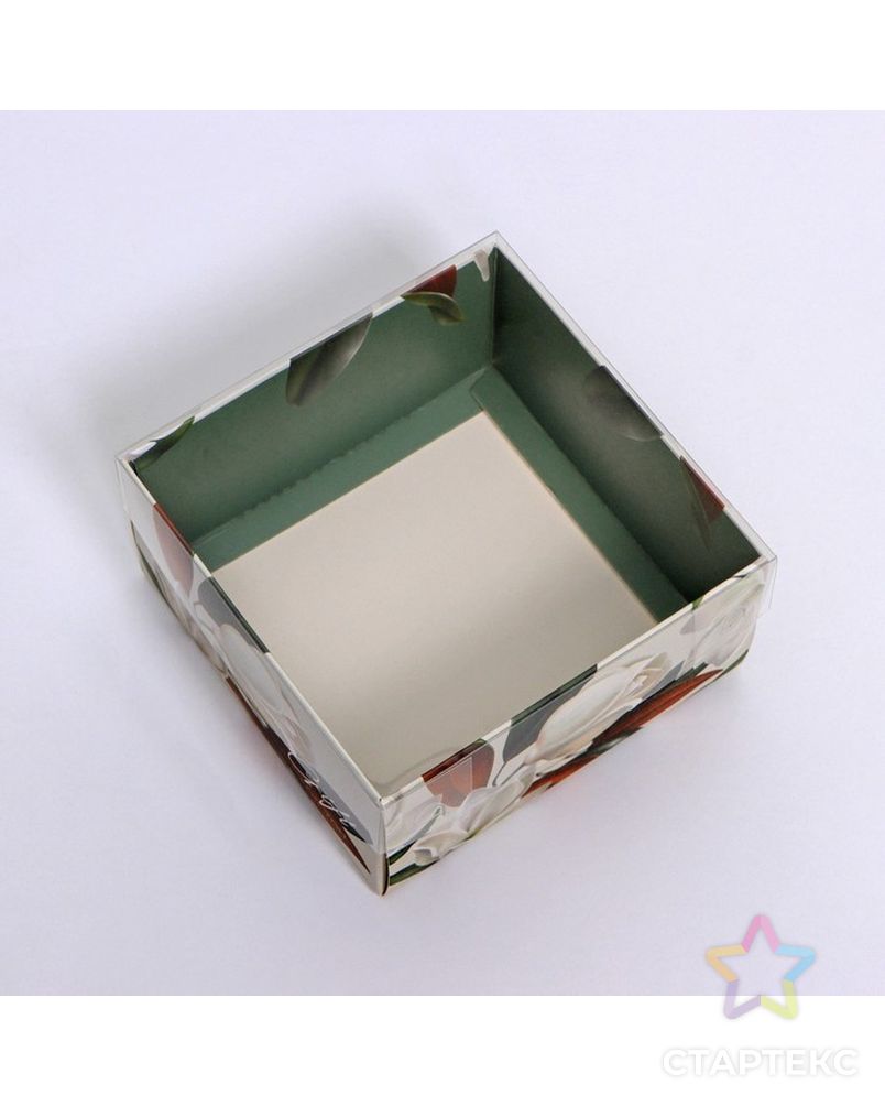Коробка для кондитерских изделий с PVC крышкой «Цветы», 12 х 6 х 11,5 см арт. СМЛ-199757-1-СМЛ0007333913 3