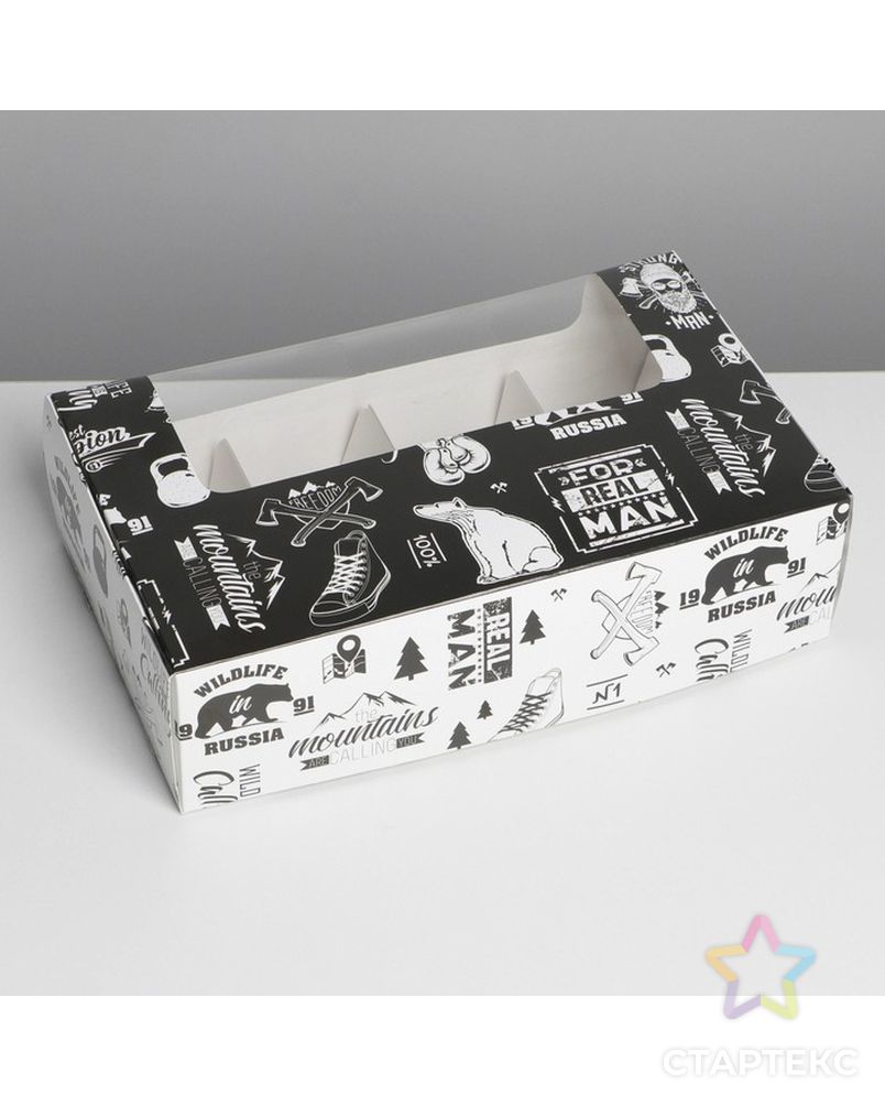 Коробка для эклеров с вкладышами MEN PATTERN, 25,2х15х7 см арт. СМЛ-193772-1-СМЛ0007337067 2