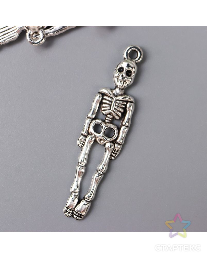 Декор для творчества металл "Скелет" серебро 3,7х1 см арт. СМЛ-201027-1-СМЛ0007349037 1
