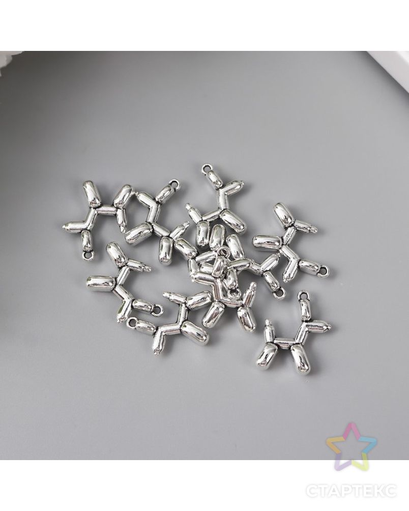 Декор для творчества металл "Надувной шарик - собака" серебро 1,5х2 см арт. СМЛ-201028-1-СМЛ0007349038 3