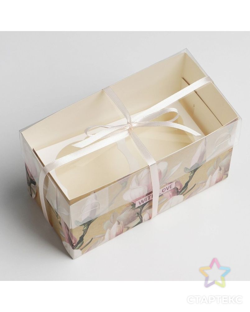 Коробка для капкейка «Магнолии», 16 × 8 × 10 см арт. СМЛ-211662-1-СМЛ0007353544 3