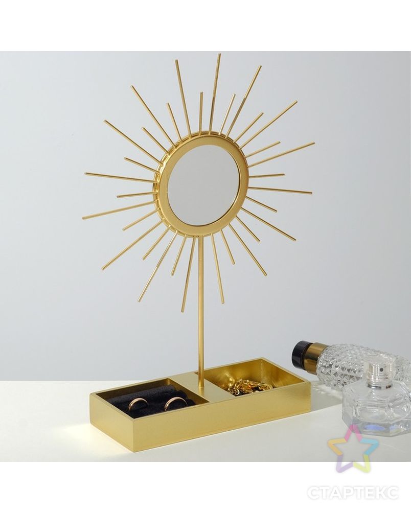 Подставка для украшений "Солнце" 18*8*31, зеркало, цвет чёрный в золоте арт. СМЛ-219204-1-СМЛ0007355561 1