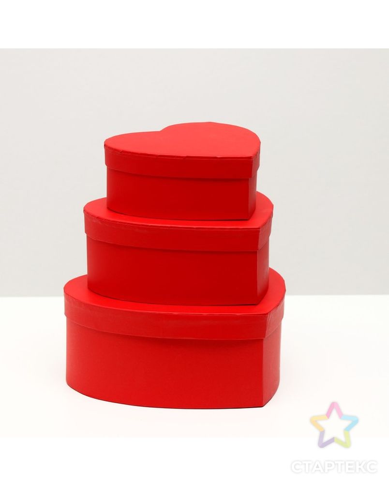 Набор коробок 3в1 сердца "Красный" 22х20х9,5 см арт. СМЛ-221480-1-СМЛ0007355863 2