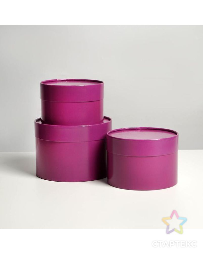 Набор шляпных коробок 3 в1 (16*10,14*9,13*8,5) фиолетовый арт. СМЛ-182131-1-СМЛ0007355917 1