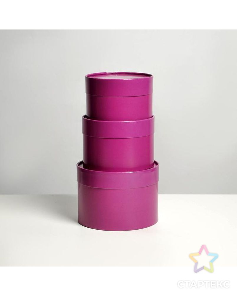 Набор шляпных коробок 3 в1 (16*10,14*9,13*8,5) фиолетовый арт. СМЛ-182131-1-СМЛ0007355917 2