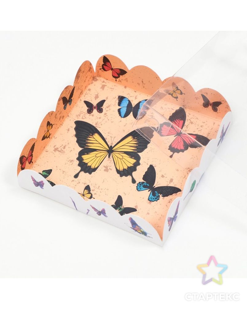 Коробочка для печенья, "Акварельные бабочки", 12 х 12 х 3 см арт. СМЛ-231432-1-СМЛ0007365322 3