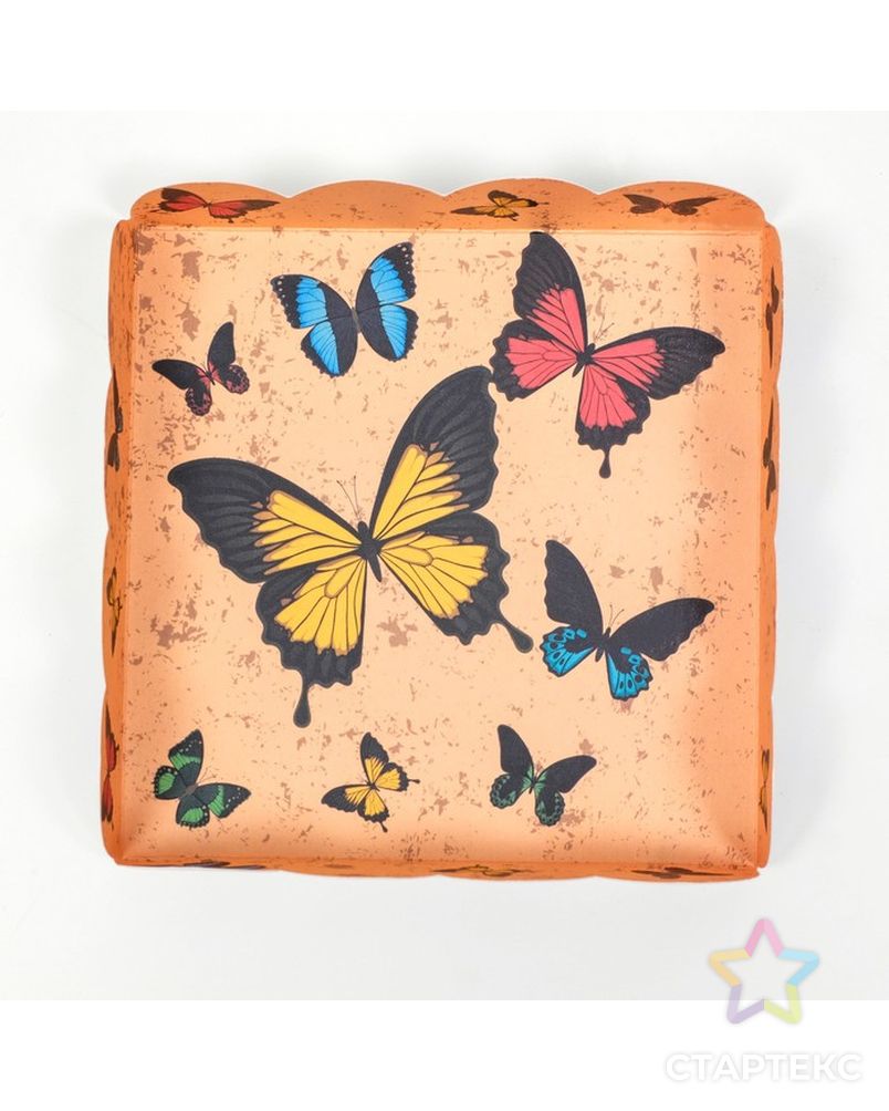Коробочка для печенья, "Акварельные бабочки", 12 х 12 х 3 см арт. СМЛ-231432-1-СМЛ0007365322 4