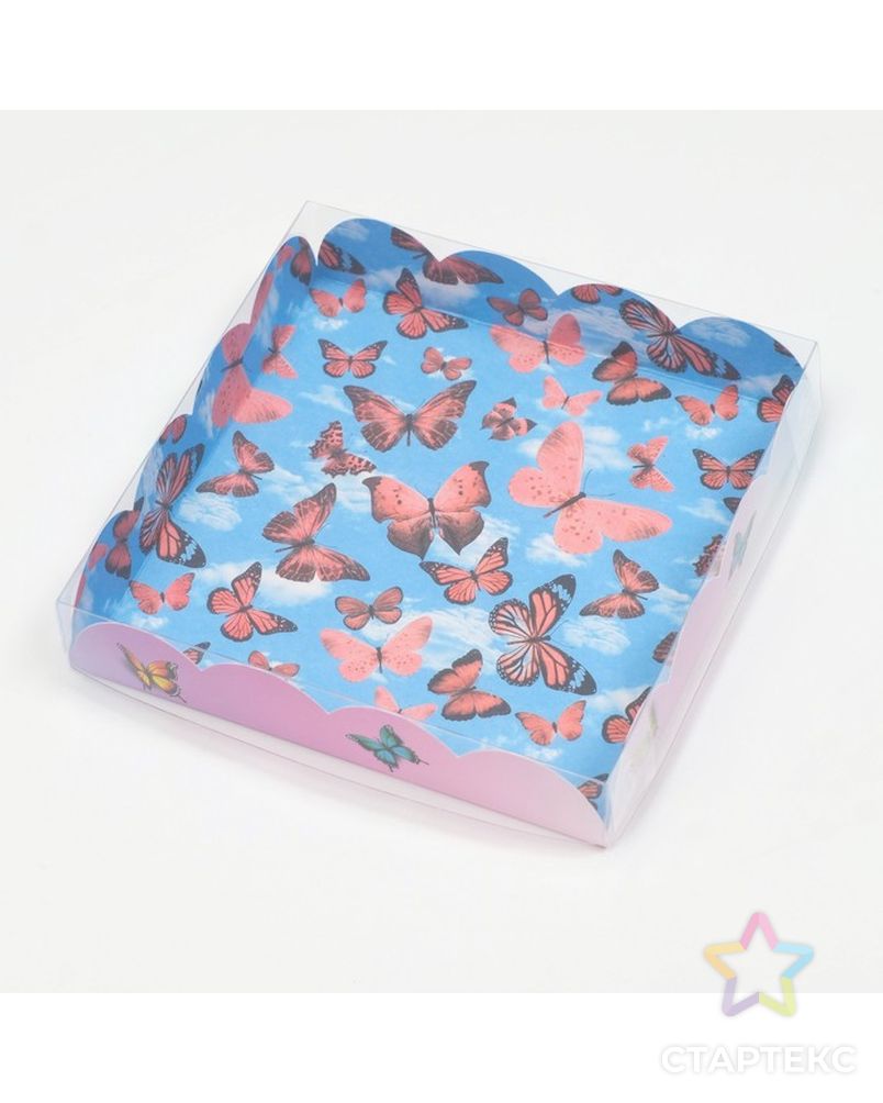 Коробочка для печенья, "Бабочки в небе", 15 х 15 х 3 см арт. СМЛ-231433-1-СМЛ0007365323 1