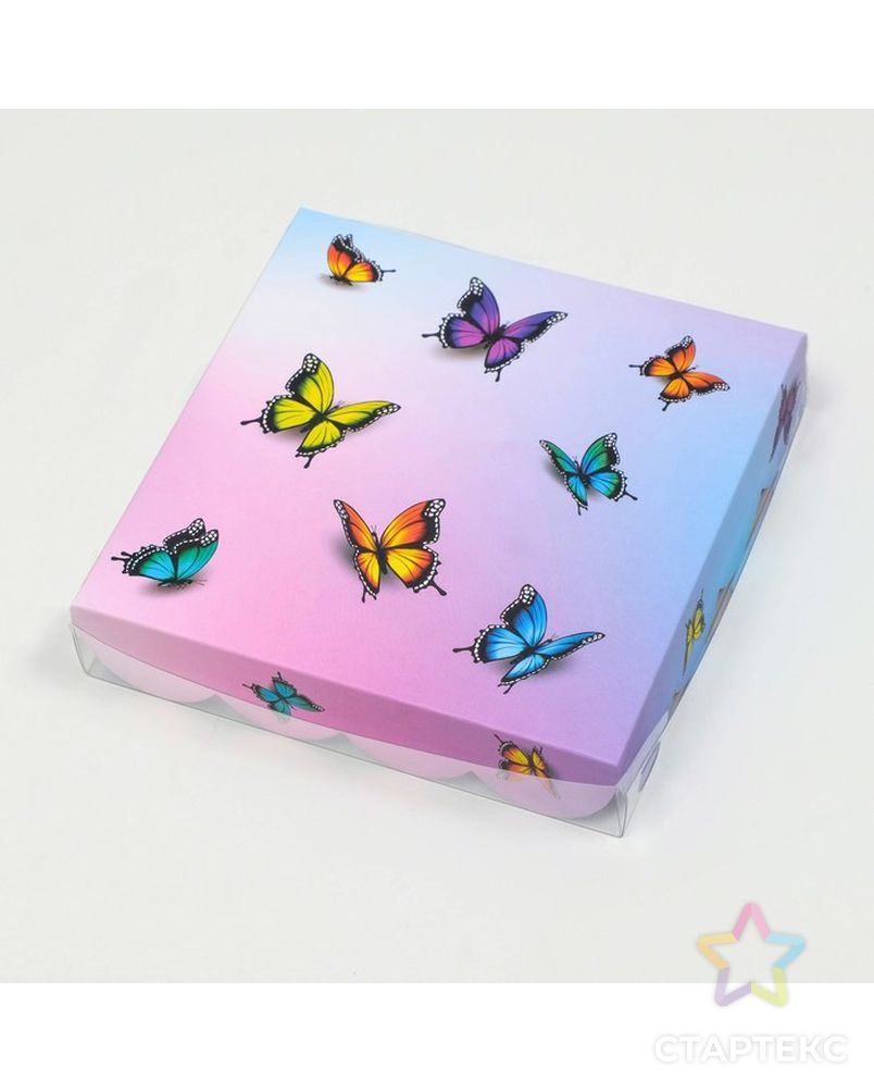 Коробочка для печенья, "Бабочки в небе", 15 х 15 х 3 см арт. СМЛ-231433-1-СМЛ0007365323 2