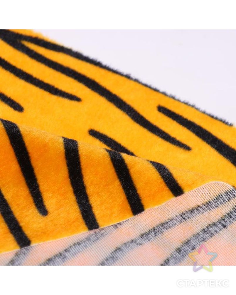 Лоскут для рукоделия, 53 х 53 см, мех тигровый бежевый на трикотажной основе арт. СМЛ-189929-1-СМЛ0007368131 2