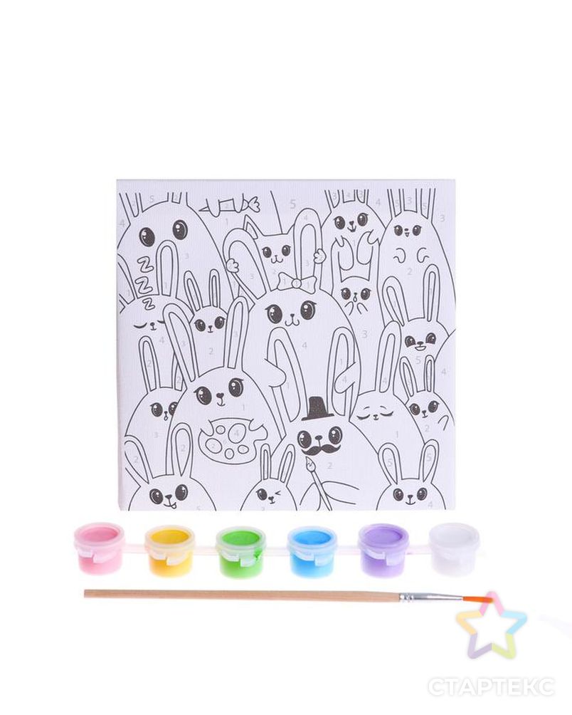 Картина по номерам «Яркие кролики» 15х15 см арт. СМЛ-210345-1-СМЛ0007370545 3