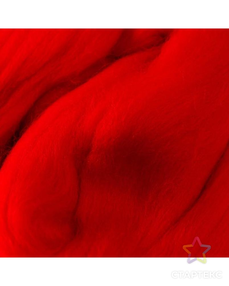 Гребенная лента 100% тонкая мериносовая шерсть 100гр (06 красный) арт. СМЛ-185832-1-СМЛ0007376382 3