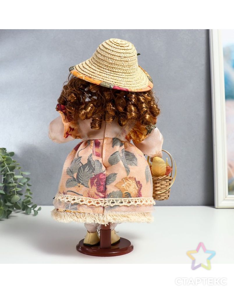 Кукла коллекционная керамика "Клара в платье с розами, шляпке и с корзинкой" 30 см арт. СМЛ-231583-1-СМЛ0007390253 4