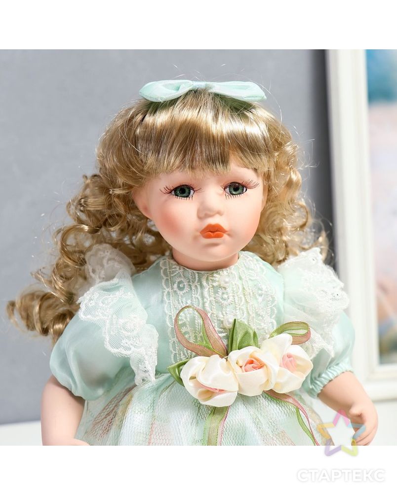 Кукла коллекционная керамика "Джудит в нежно-мятном платье с цветочками" 30 см арт. СМЛ-231586-1-СМЛ0007390256 5
