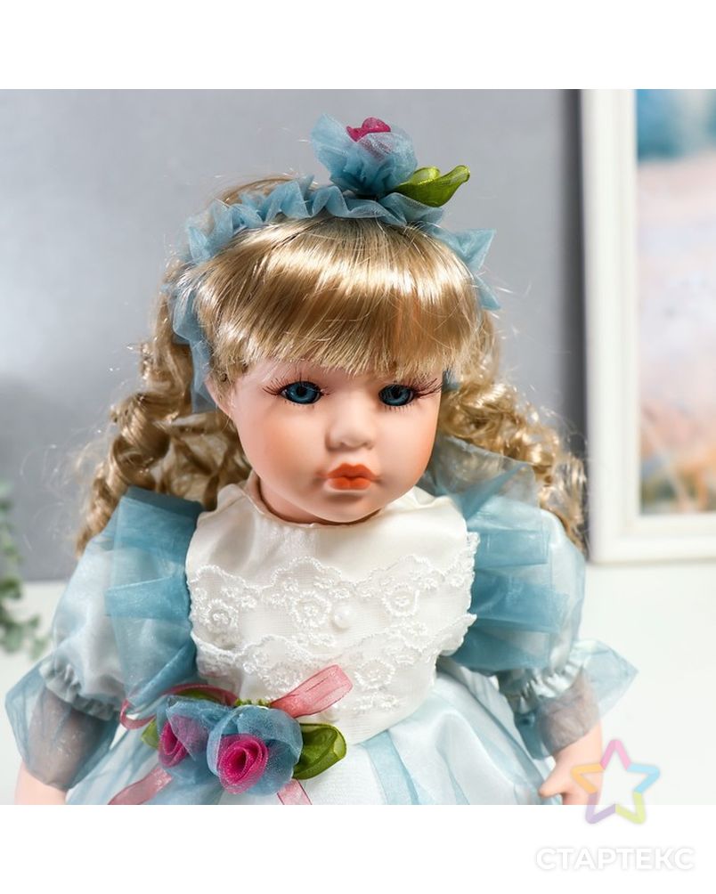 Кукла коллекционная керамика "Флора в бело-голубом платье и лентой на голове" 30 см арт. СМЛ-231588-1-СМЛ0007390258 5