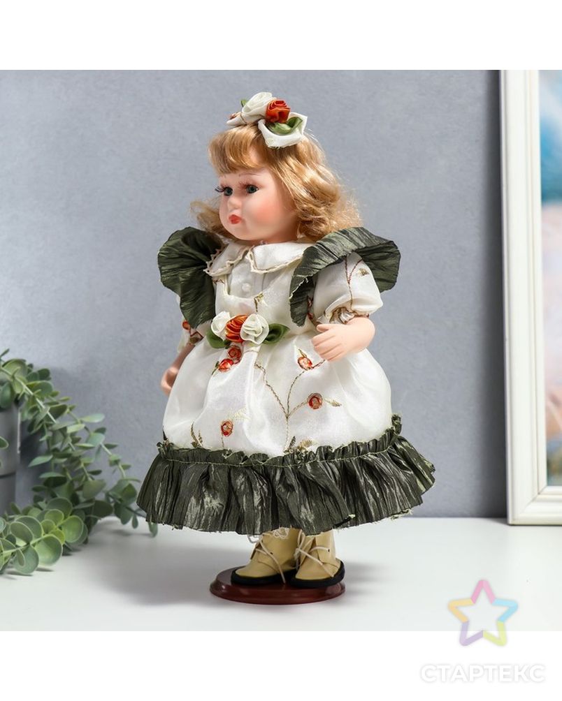 Кукла коллекционная керамика "Беатрис в атласном платье с розочками" 30 см арт. СМЛ-231589-1-СМЛ0007390259 3
