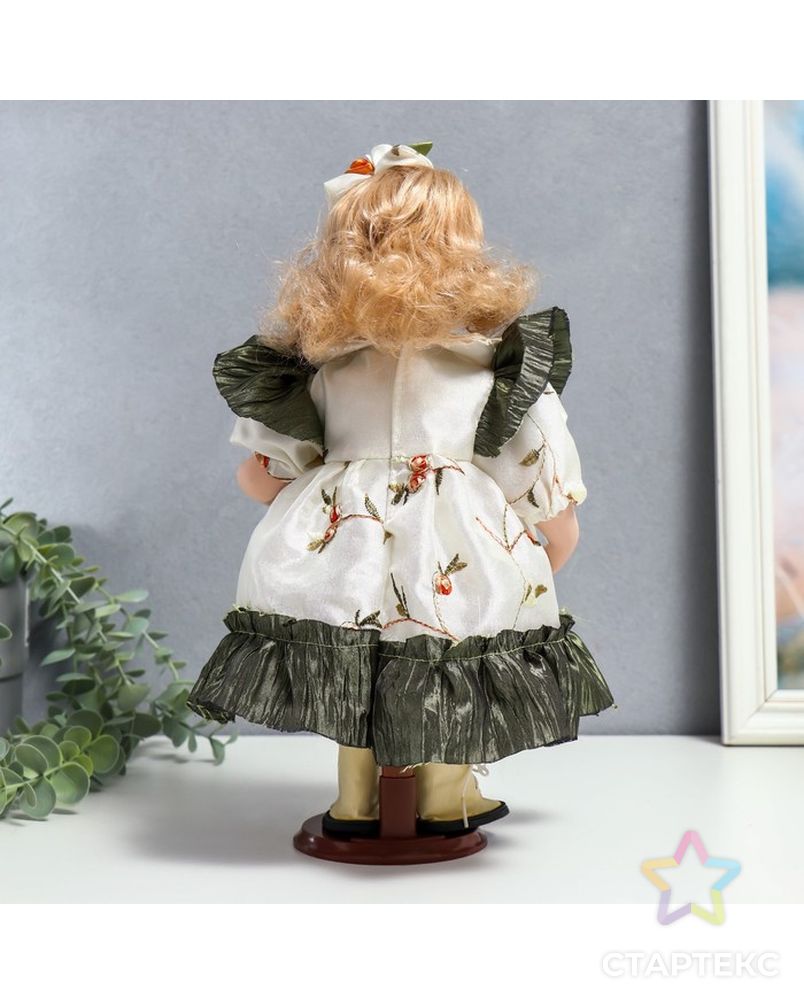 Кукла коллекционная керамика "Беатрис в атласном платье с розочками" 30 см арт. СМЛ-231589-1-СМЛ0007390259 4