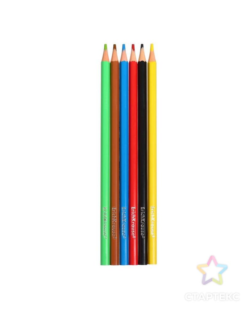 Пластиковые цветные карандаши 6 цветов, ErichKrause Basic, шестигранные арт. СМЛ-188734-1-СМЛ0007398658 3