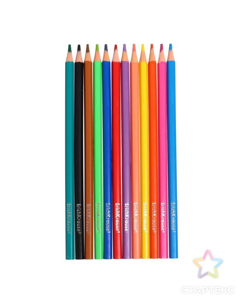 Пластиковые цветные карандаши 12 цветов, ErichKrause Basic, шестигранные арт. СМЛ-188735-1-СМЛ0007398659 3