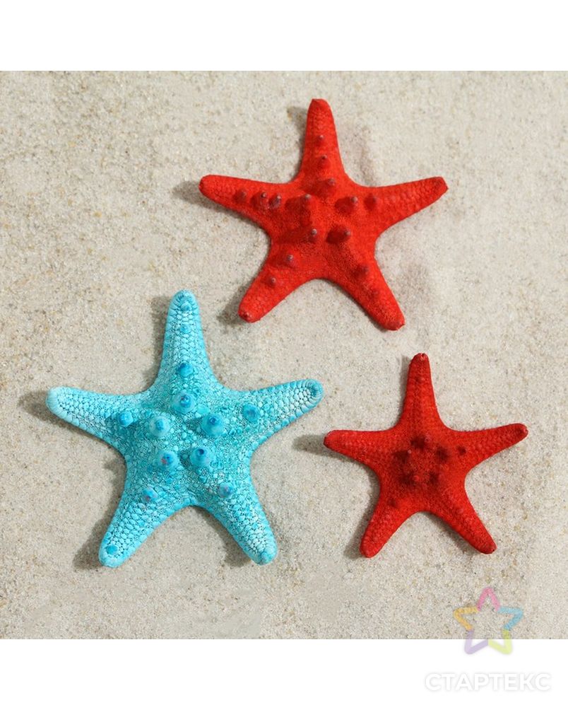 Набор из 3 морских звезд, размер каждой 5-10 см, красно-синий арт. СМЛ-221843-1-СМЛ0007402200