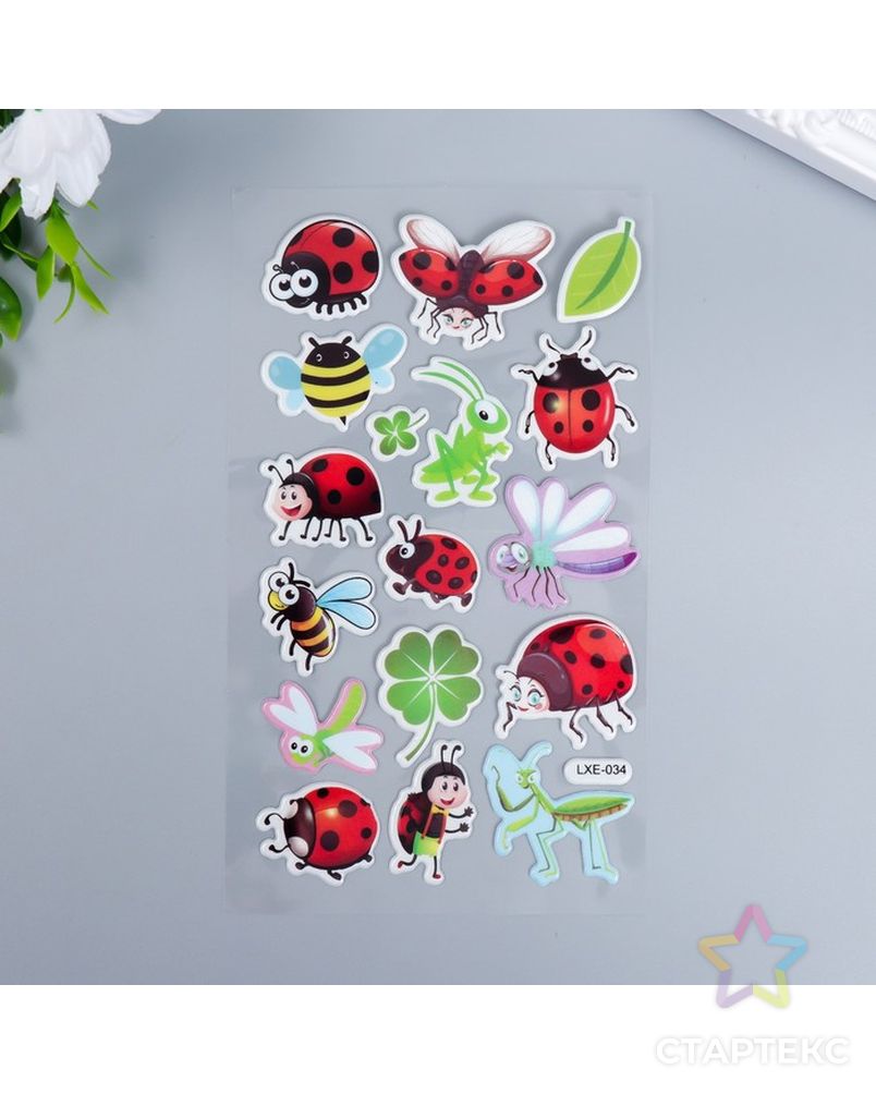Наклейка пластик объёмные "Бабочки и насекомые" МИКС 10х20 см арт. СМЛ-220940-1-СМЛ0007402942 2