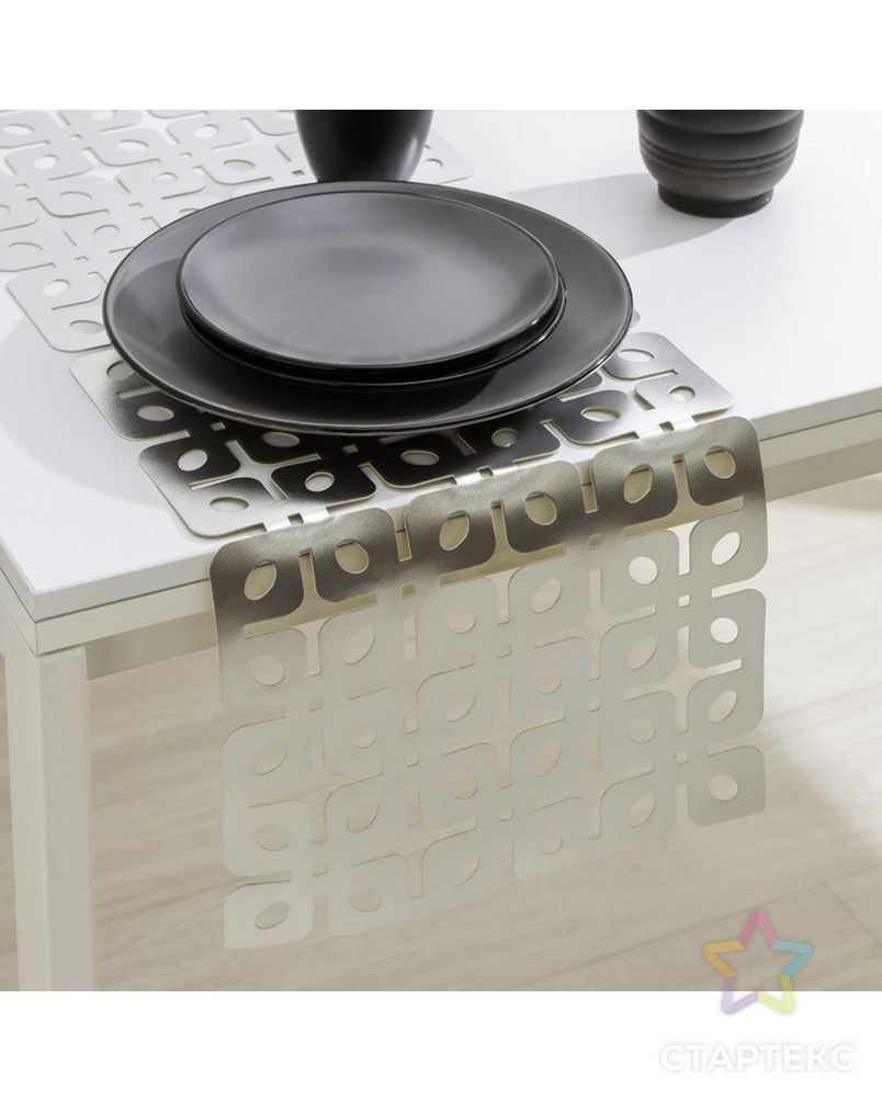 Дорожка на стол «Геометрия», 30×90 см, цвет серебро арт. СМЛ-218431-1-СМЛ0007403362 2