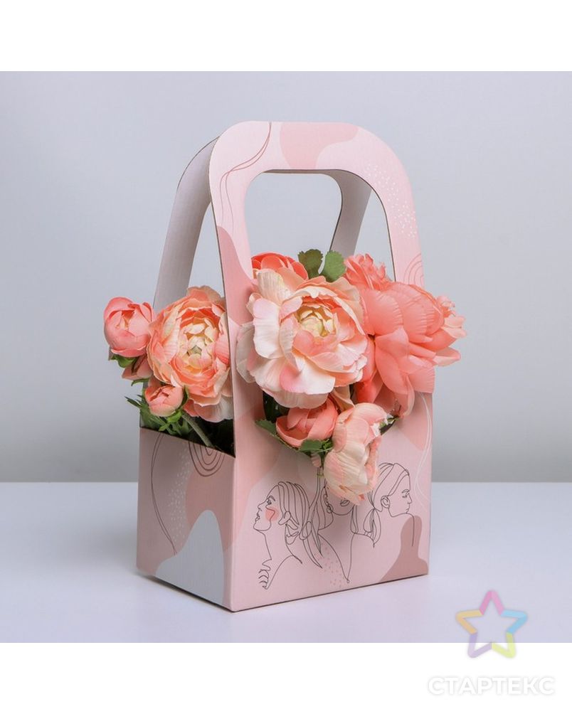 Коробка-переноска для цветов «Girl style», 17 × 12 × 32 см арт. СМЛ-199761-1-СМЛ0007405742 1